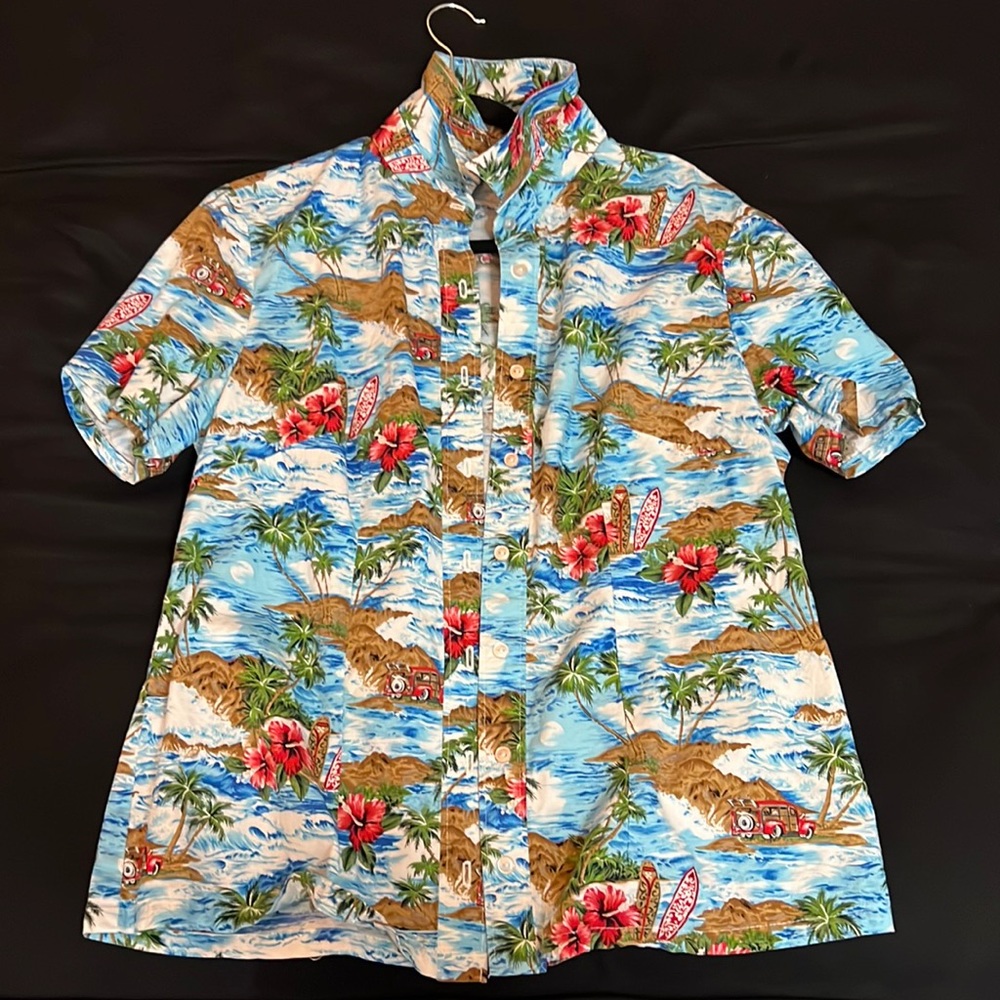 Blue Button down Hawaiian shirt